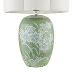 Laura Ashley Pashley Table Lamp Green Ceramic and Polished Chrome With Shade LA3756734-Q