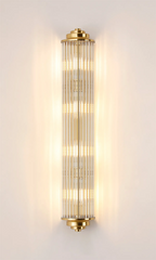 Pillar 4 Light Bathroom Wall Light In Gold And Clear Glass Rods IP44 G9