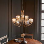 Endon 118934 Berenice 9 Light Tiered Ceiling Pendant Light In Antique Brass Finish With Cut Glass Shades