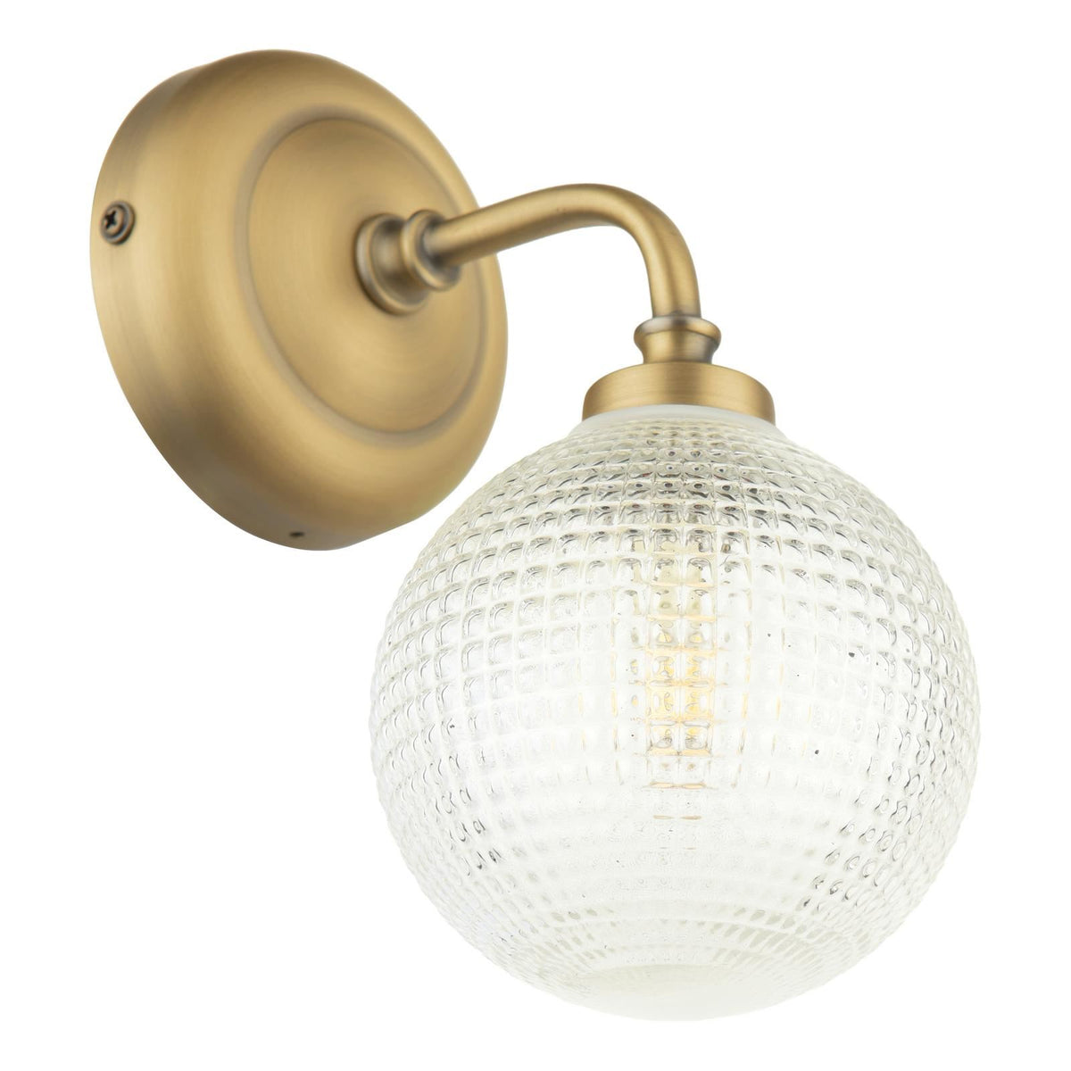 Laura Ashley Langdon Bathroom Wall Light Matt Antique Brass and Textured Glass IP44 LA3756716-Q