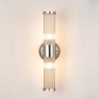 Pillar Up And Down 2 Light Bathroom Wall Light In Polished Nickel And Clear Glass Rods IP44 E14