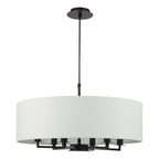 Tyler 6 Light Ceiling Pendant Matt Black and White With Shade TYL6422