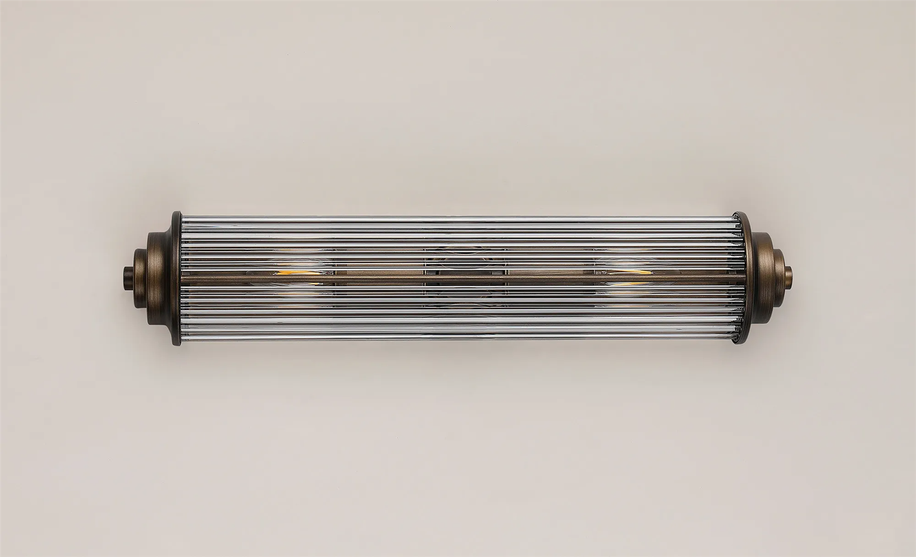 Pillar 2 Light Bathroom Wall Light In Bronze And Clear Glass Rods IP44 E14