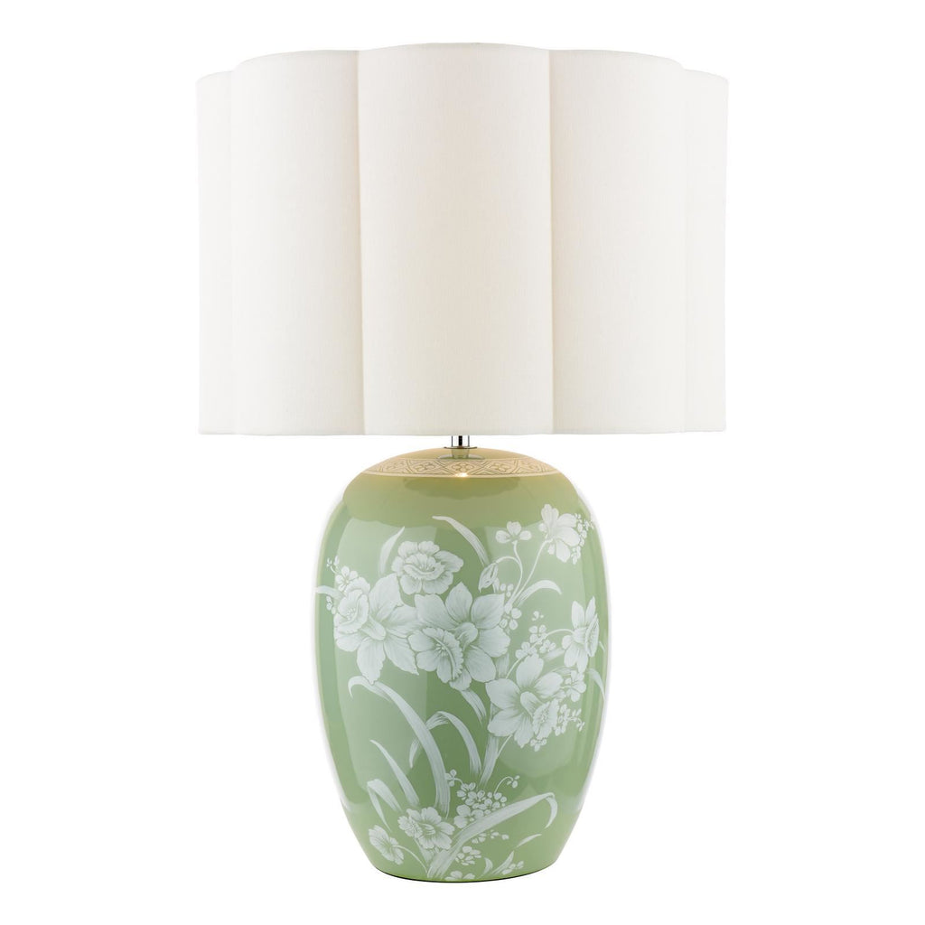 Laura Ashley Pashley Table Lamp Green Ceramic and Polished Chrome With Shade LA3756734-Q