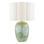 Laura Ashley Pashley Table Lamp Green Ceramic and Polished Chrome With Shade LA3756734-Q