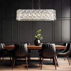 Bijou 8 Light  Oval Ceiling Pendant Light In Antique Brass Finish With Crystal Glass 65818-8AB
