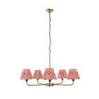 Lille 5 Light Ceiling Pendant Light In Antique Brass With Coral Pink Shades 118045