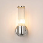 Pillar 1 Light Bathroom Wall Light In Polished Nickel And Clear Glass Rods IP44 E14
