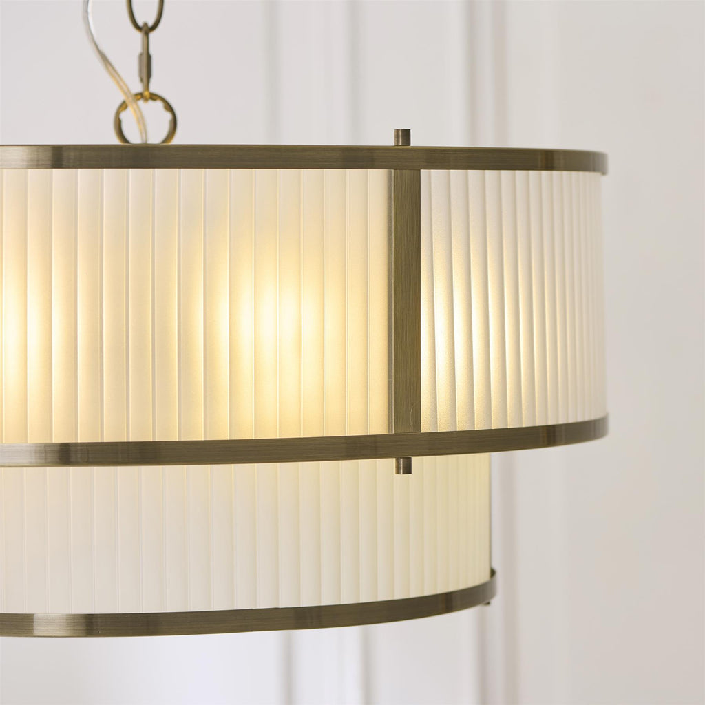 Ridgeton 5 Light Tiered Ceiligng Pendnat In Antique Brass With Frosted Glass 119459