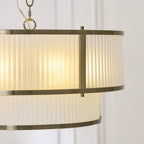 Ridgeton 5 Light Tiered Ceiligng Pendnat In Antique Brass With Frosted Glass 119459