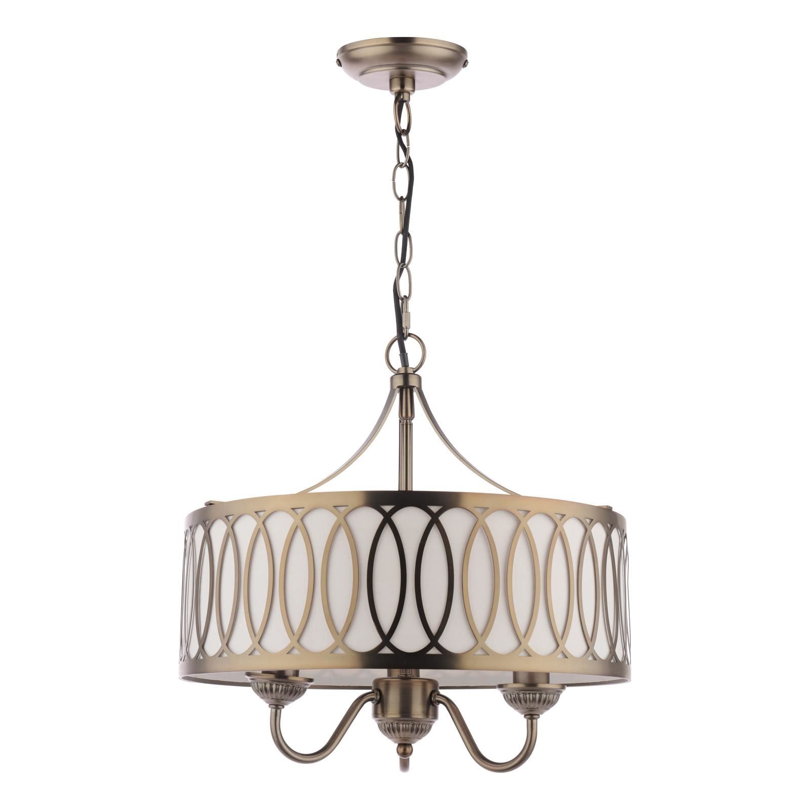 Laura Ashley Allerford 3 Light Pendant Satin Bronze and Taupe LA3756646-Q