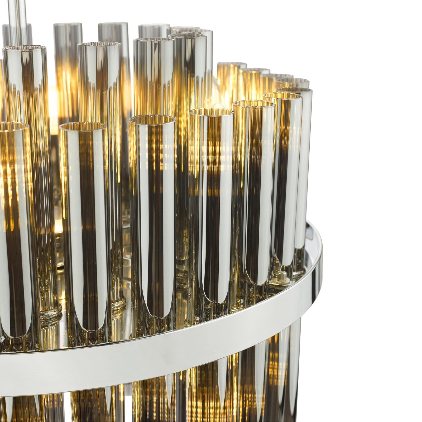 Imani 12 Light Pendant Polished Chrome and Smoked Ribbed Glass IMA1250