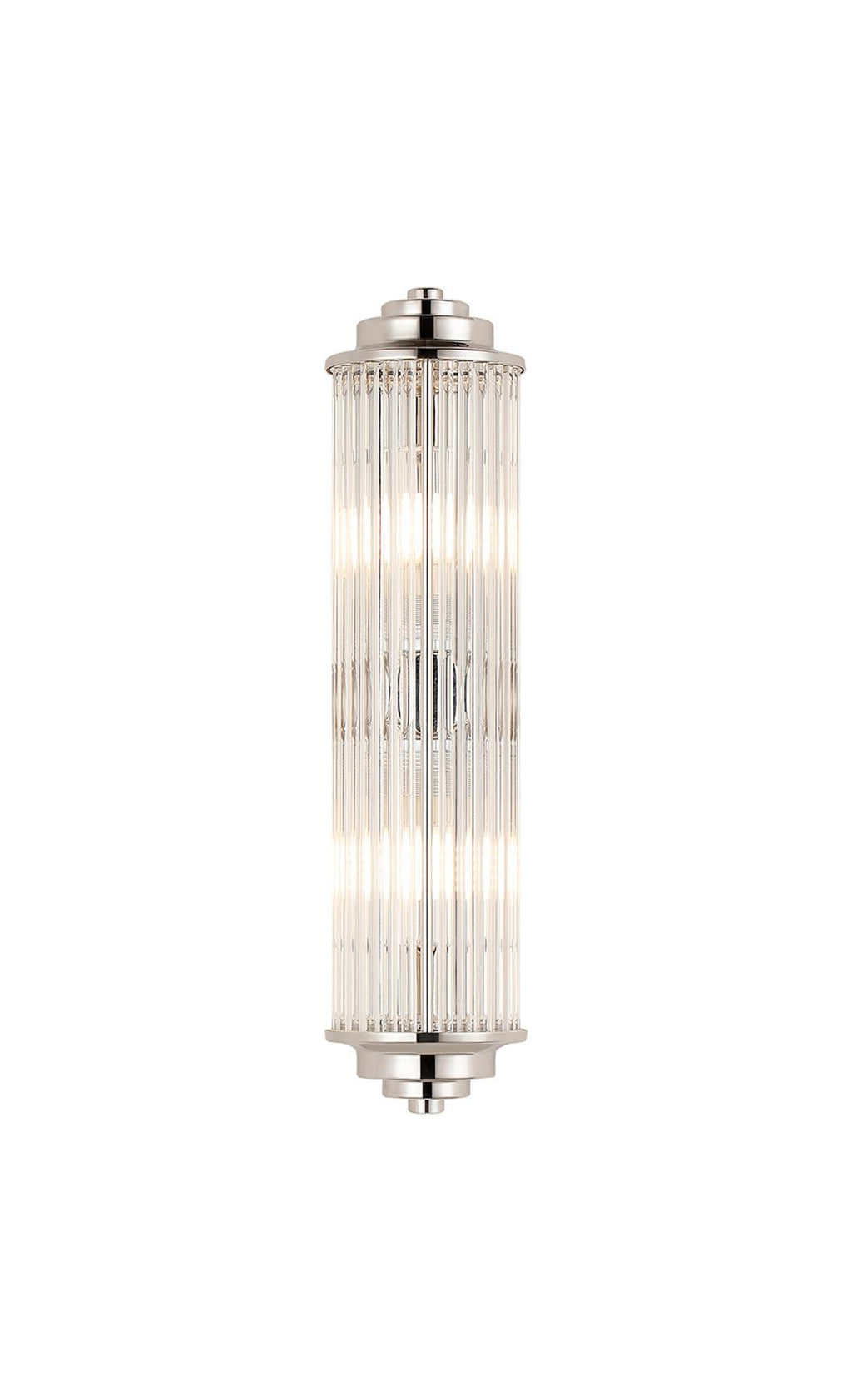Pillar 2 Light Bathroom Wall Light In Polished Nickel And Clear Glass Rods IP44 G9