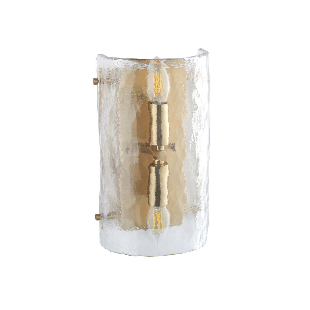 Keller 2 Light Wall Light In Brushed Aged Brass With Textured Glass 118673