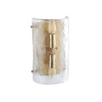 Keller 2 Light Wall Light In Brushed Aged Brass With Textured Glass 118673
