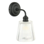 Laura Ashley Callaghan Outdoor Wall Light Matt Black and Ribbed Glass IP44 LA3756719-Q