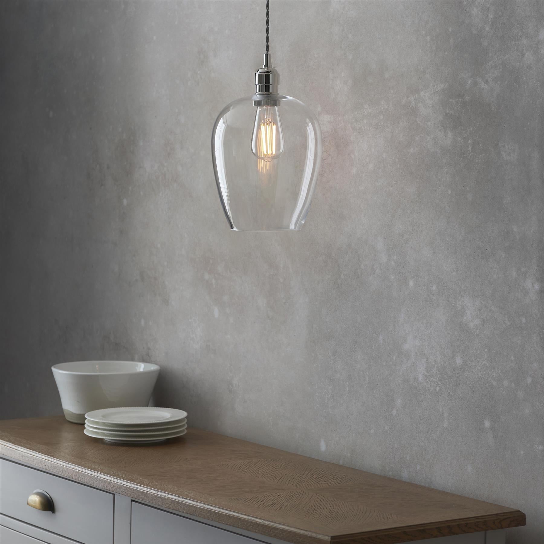 Camden Small Ceiling pendnat Light In Bright Nickel Finish 100657