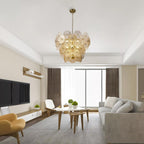 Wagon Wheel 9 Light Ceiling Pendant Light In Bronze Finish With Amber Glass 88210-9BZ