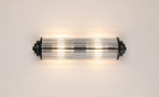 Pillar 2 Light Bathroom Wall Light In Satin Black And Clear Glass Rods IP44 G9