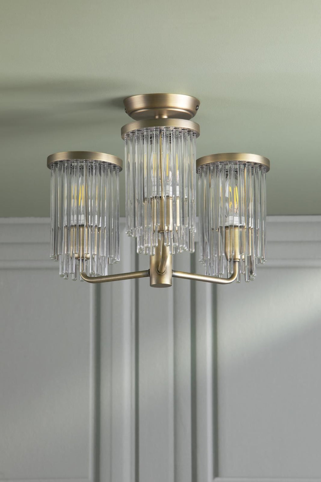 Laura Ashley Hilcote 3 Light Semi-Flush Matt Antique Brass and Glass LA3756649-Q