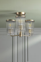 Laura Ashley Hilcote 3 Light Semi-Flush Matt Antique Brass and Glass LA3756649-Q