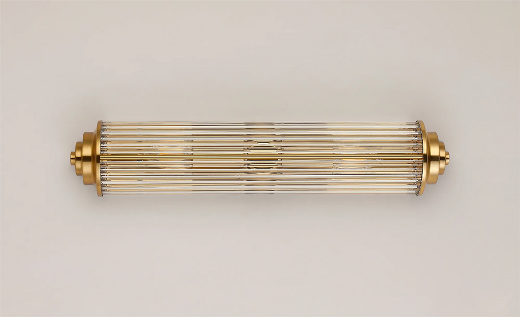 Pillar 2 Light Bathroom Wall Light In Gold And Clear Glass Rods IP44 E14