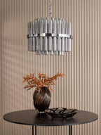 Imani 12 Light Pendant Polished Chrome and Smoked Ribbed Glass IMA1250