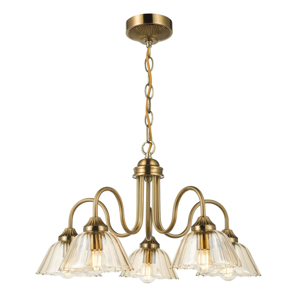 Erika 5 Light Pendant Antique Bronze and Amber Glass ERI0563