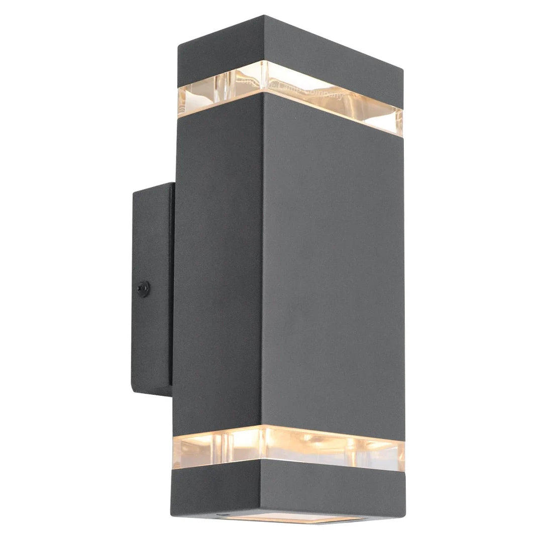 Sheffield Outdoor Wall Light-Black & Glass Diffuser IP44 1002-2BK-LED