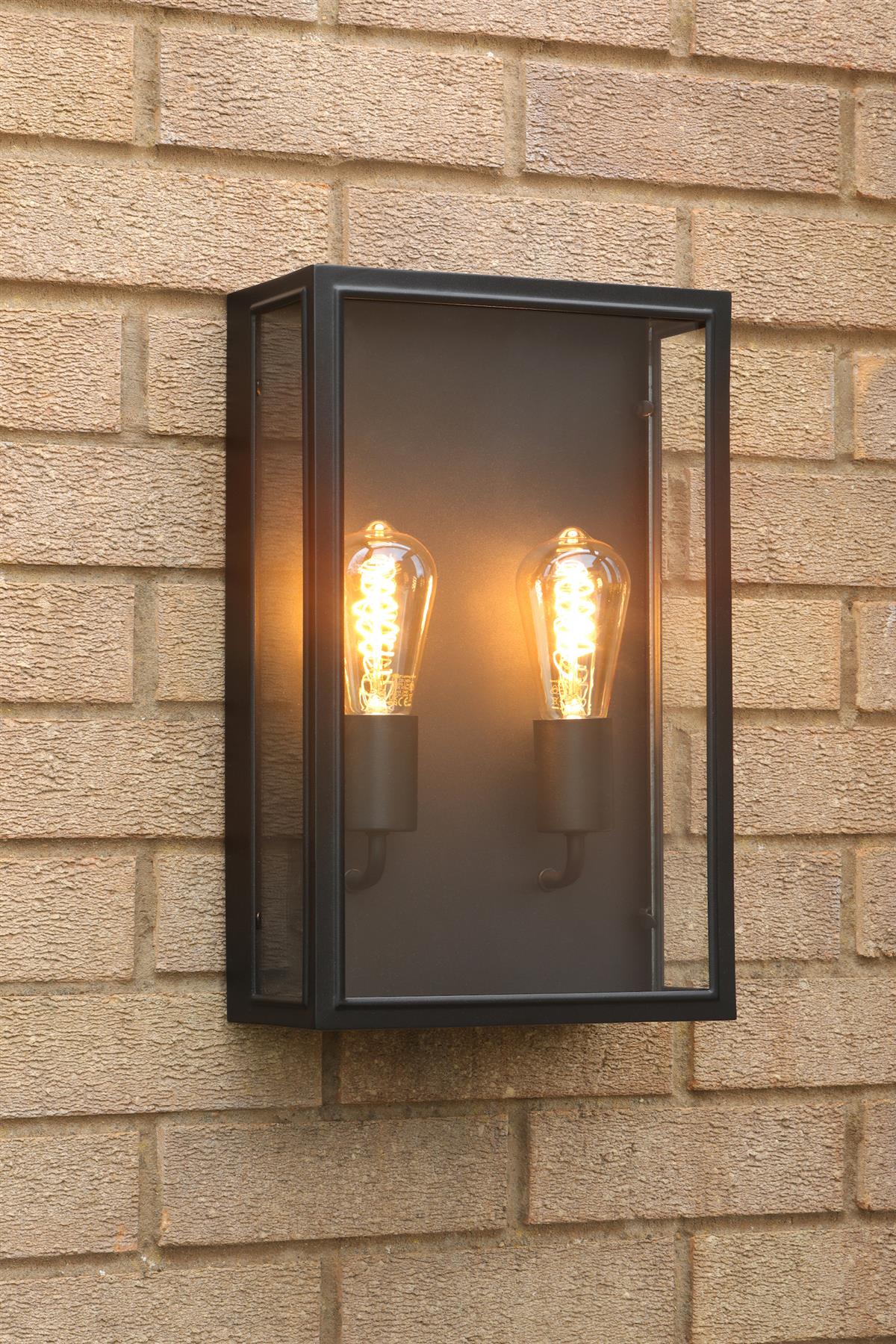 Dar Wisebuys Mazin 2 Light Outdoor Wall Light In Black IP44 MAZ5022