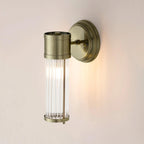 Pillar 1 Light Bathroom Wall Light In Antique Brass And Clear Glass Rods IP44 E14