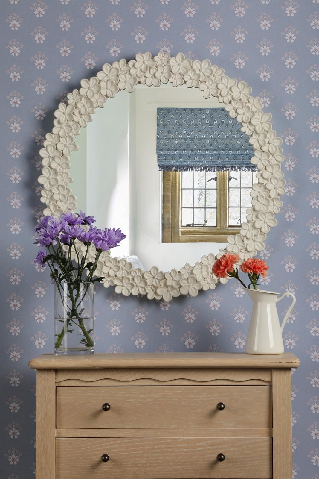 Laura Ashley Romsey Mirror Matt White 65cm LA3756770-Q