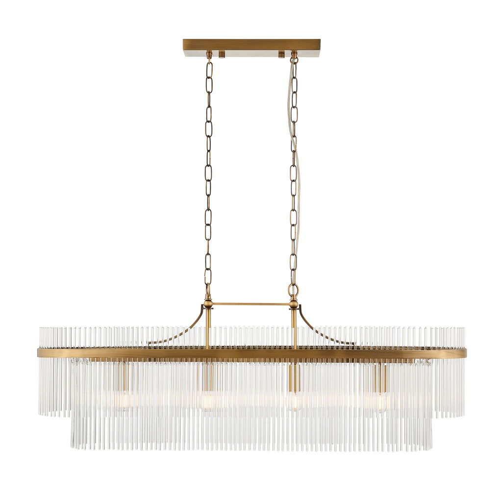 Marietta 4lt Ceiling Pendant Light In Antique Brass With Clear Glass 112573