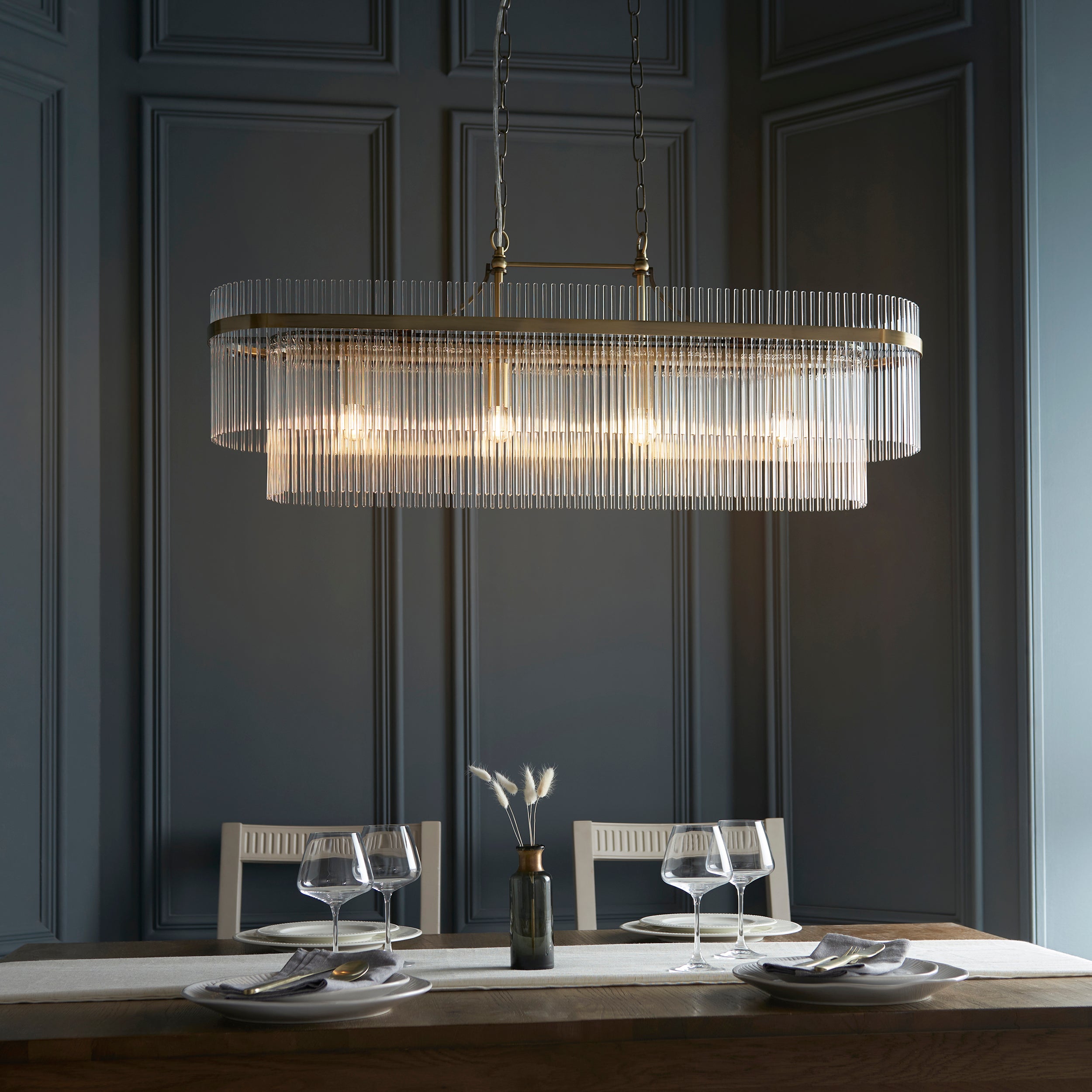 Marietta 4lt Ceiling Pendant Light In Antique Brass With Clear Glass 112573
