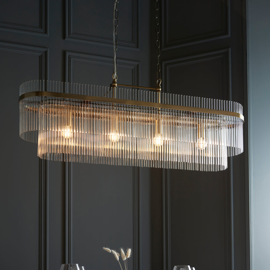 Marietta 4lt Ceiling Pendant Light In Antique Brass With Clear Glass 112573
