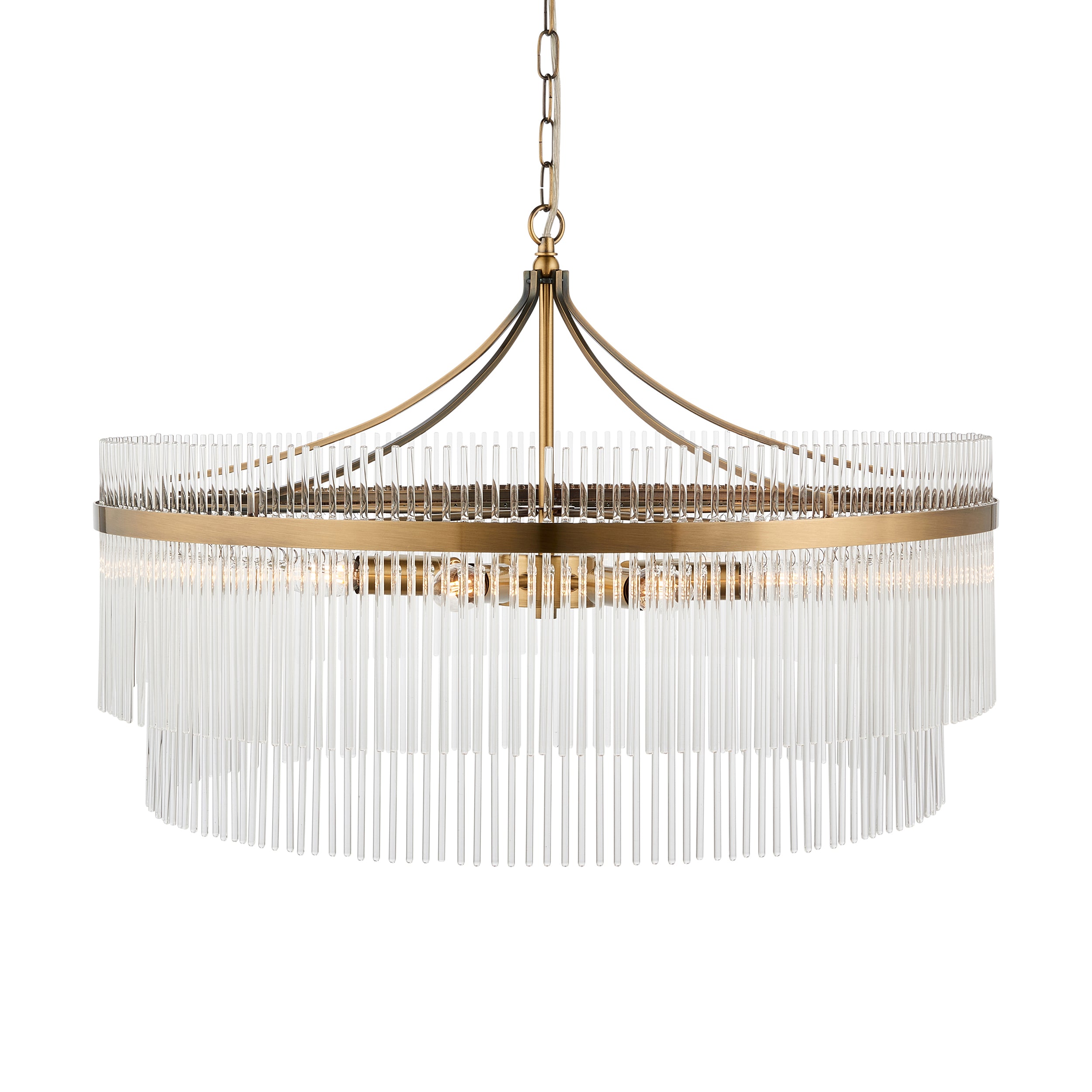 Marietta Grand 7lt Ceiling Pendant Light In Antique Brass With Clear Glass 112574