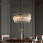 Marietta Grand 7lt Ceiling Pendant Light In Antique Brass With Clear Glass 112574