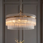 Marietta Grand 7lt Ceiling Pendant Light In Antique Brass With Clear Glass 112574