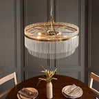 Marietta Grand 7lt Ceiling Pendant Light In Antique Brass With Clear Glass 112574