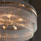 Marietta Grand 7lt Ceiling Pendant Light In Antique Brass With Clear Glass 112574