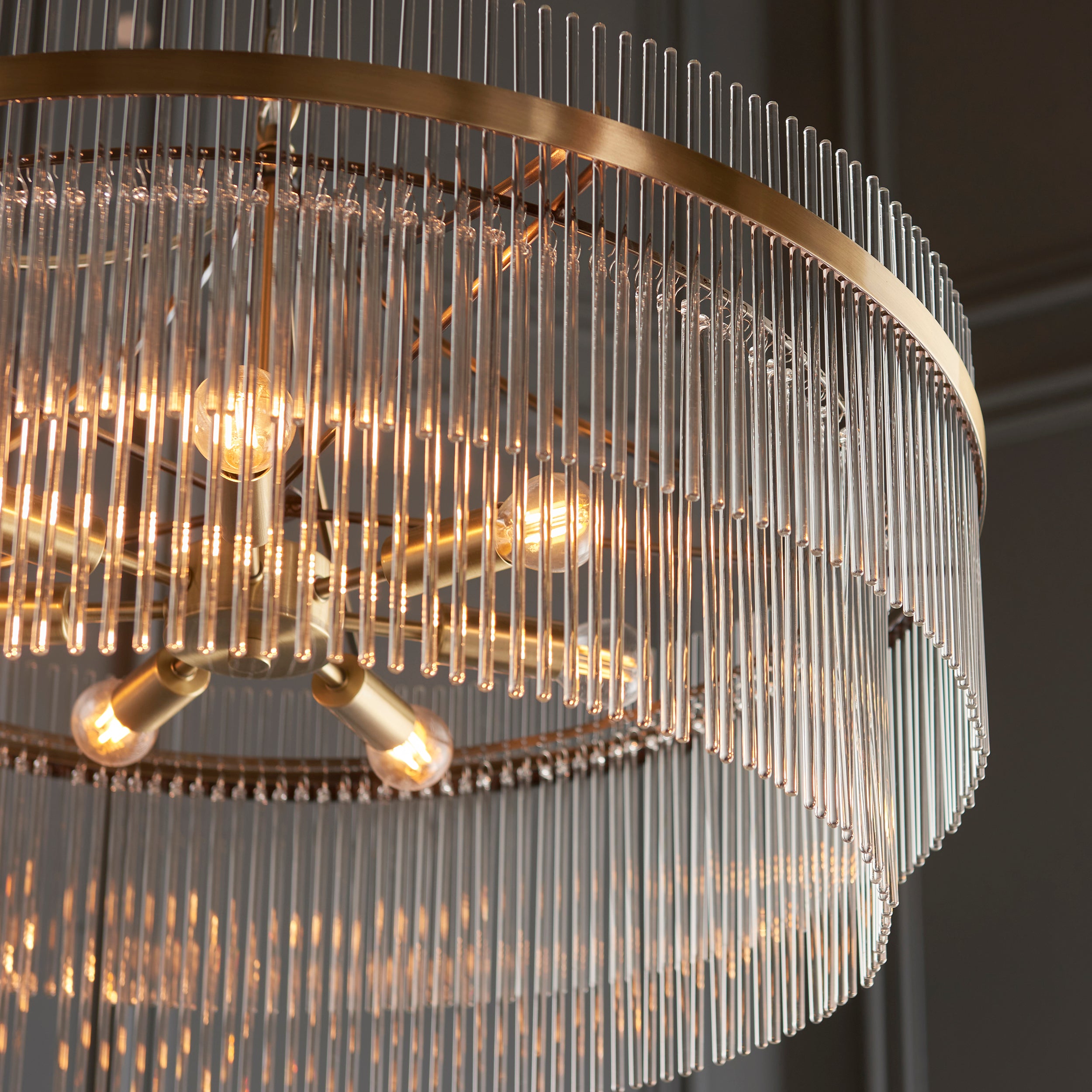 Marietta Grand 7lt Ceiling Pendant Light In Antique Brass With Clear Glass 112574