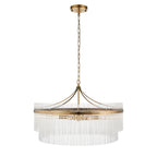 Marietta Grand 7lt Ceiling Pendant Light In Antique Brass With Clear Glass 112574