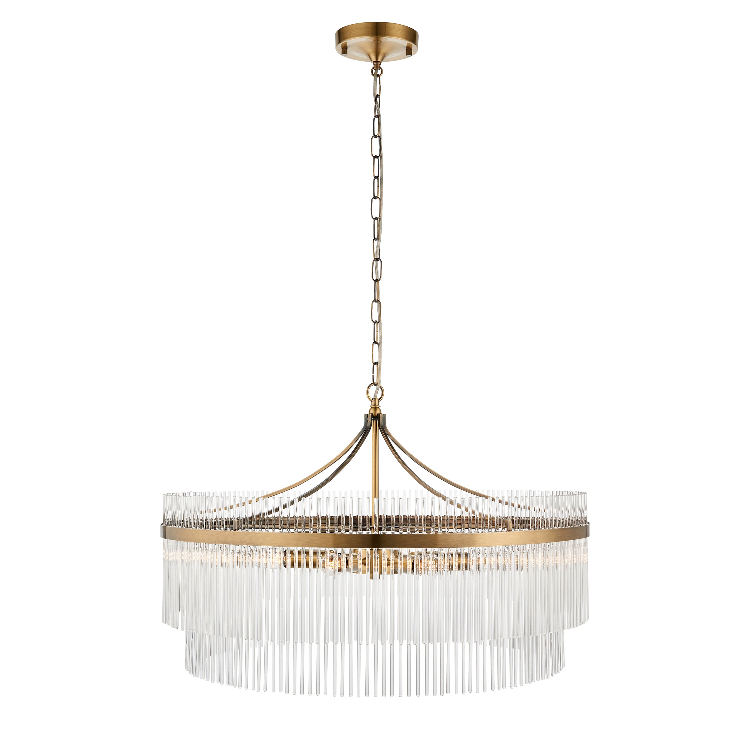 Marietta Grand 7lt Ceiling Pendant Light In Antique Brass With Clear Glass 112574