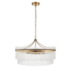 Marietta Grand 7lt Ceiling Pendant Light In Antique Brass With Clear Glass 112574
