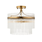 Marietta 3lt Semi Flush Ceiling Light In Antique Brass With Clear Glass 112575
