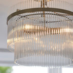 Marietta 3lt Semi Flush Ceiling Light In Antique Brass With Clear Glass 112575