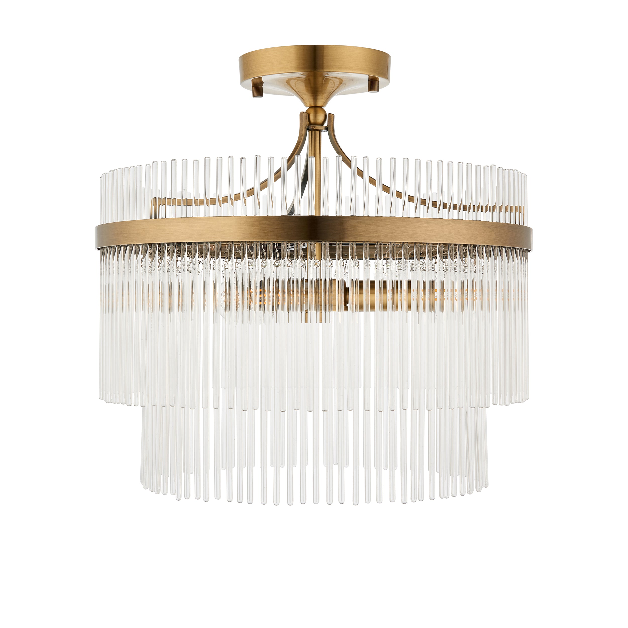 Marietta 3lt Semi Flush Ceiling Light In Antique Brass With Clear Glass 112575
