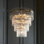 Marietta 16lt  Ceiling Pendant Light In Antique Brass With Clear Glass 112576