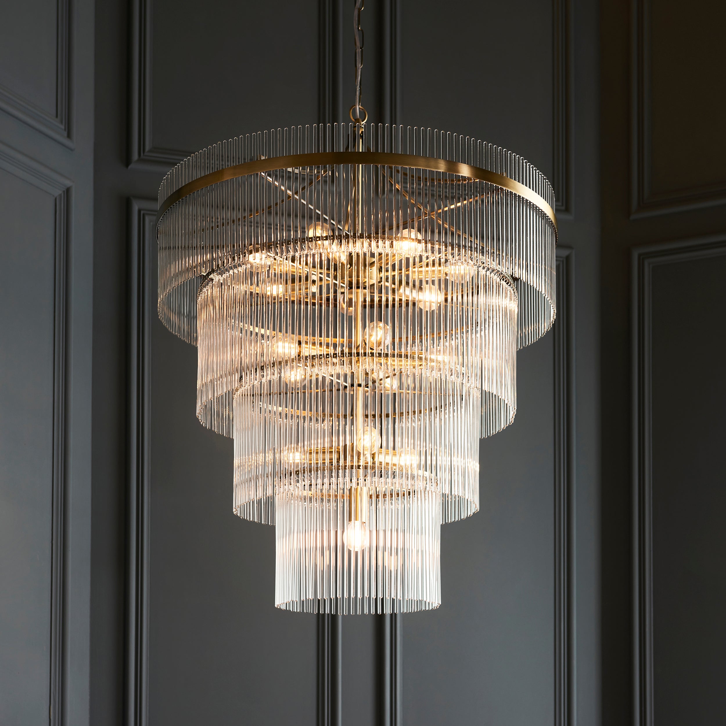 Marietta 16lt  Ceiling Pendant Light In Antique Brass With Clear Glass 112576