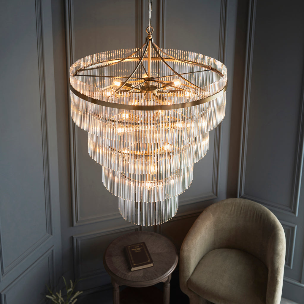 Marietta 16lt  Ceiling Pendant Light In Antique Brass With Clear Glass 112576